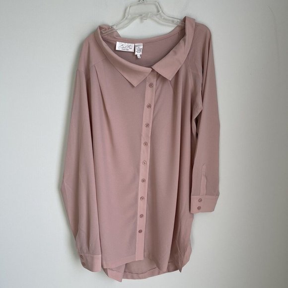 Byron Lars Beauty Mark Blush Pink Off the Shoulder Georgette Blouse - Picture 1 of 6
